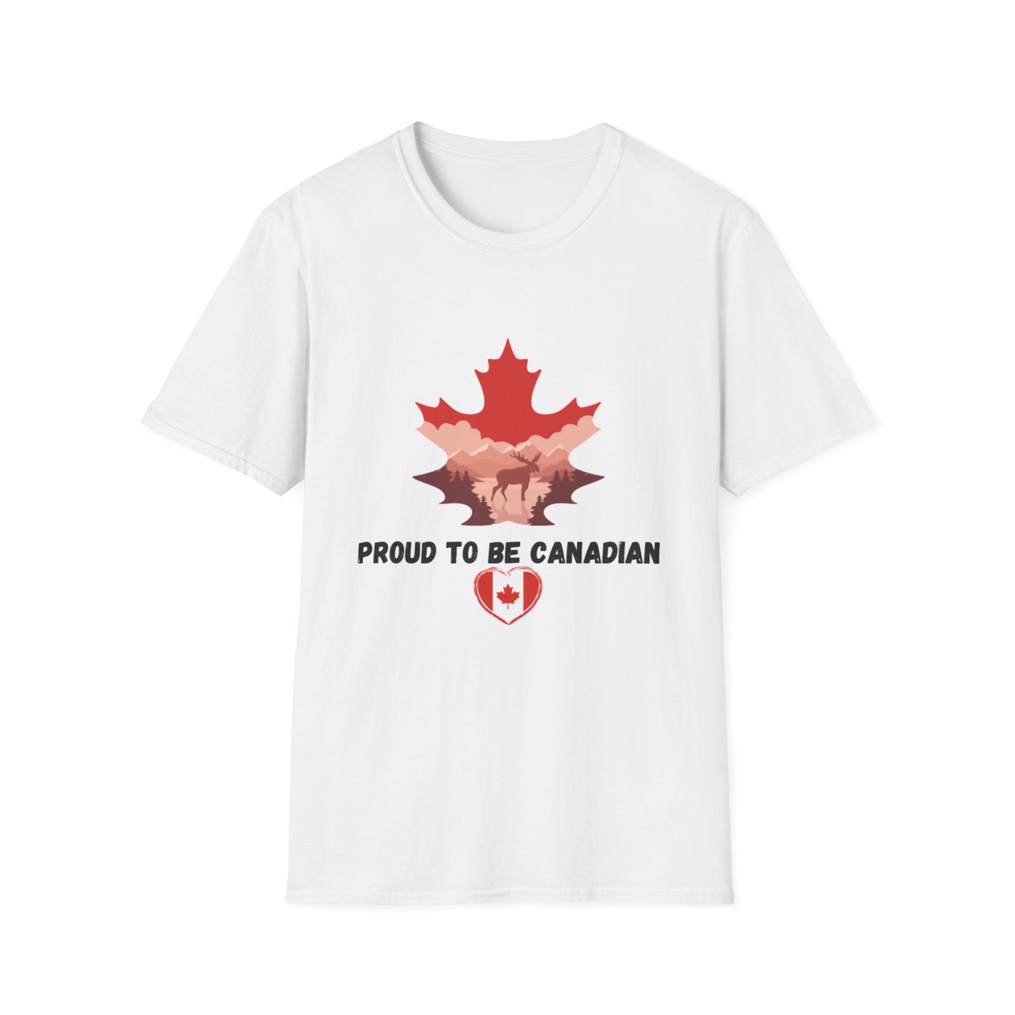 Proud to Be Canadian Unisex Softstyle T-Shirt - Celebrate Canada with Maple Leaf & Beaver Design