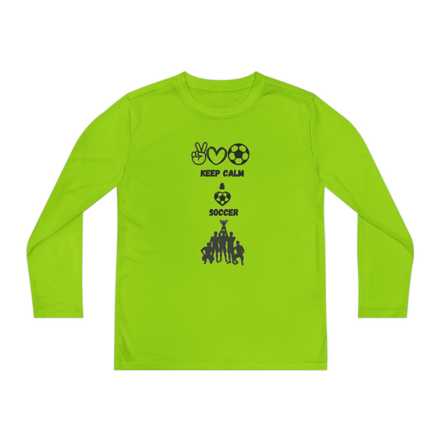 Soccer Vibes Youth Long Sleeve Tee | Keep Calm Soccer Shirt, Activewear for Kids, Sporty Gift for Young Athletes, Perfect for Soccer Games,