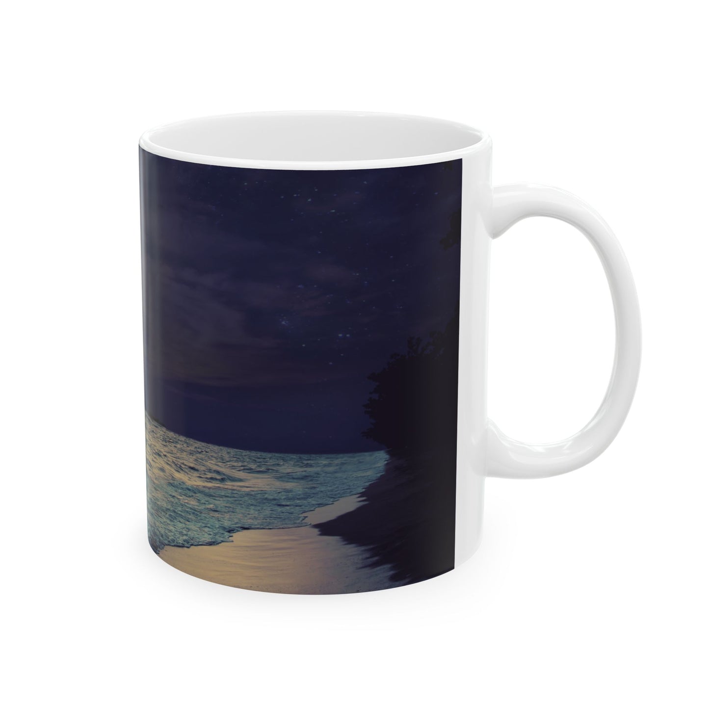 Serene Moonlit Ocean Ceramic Mug, Ideal for Coffee, Tea, Beach Lovers, Gift for Him/Her, Home/Office Decor