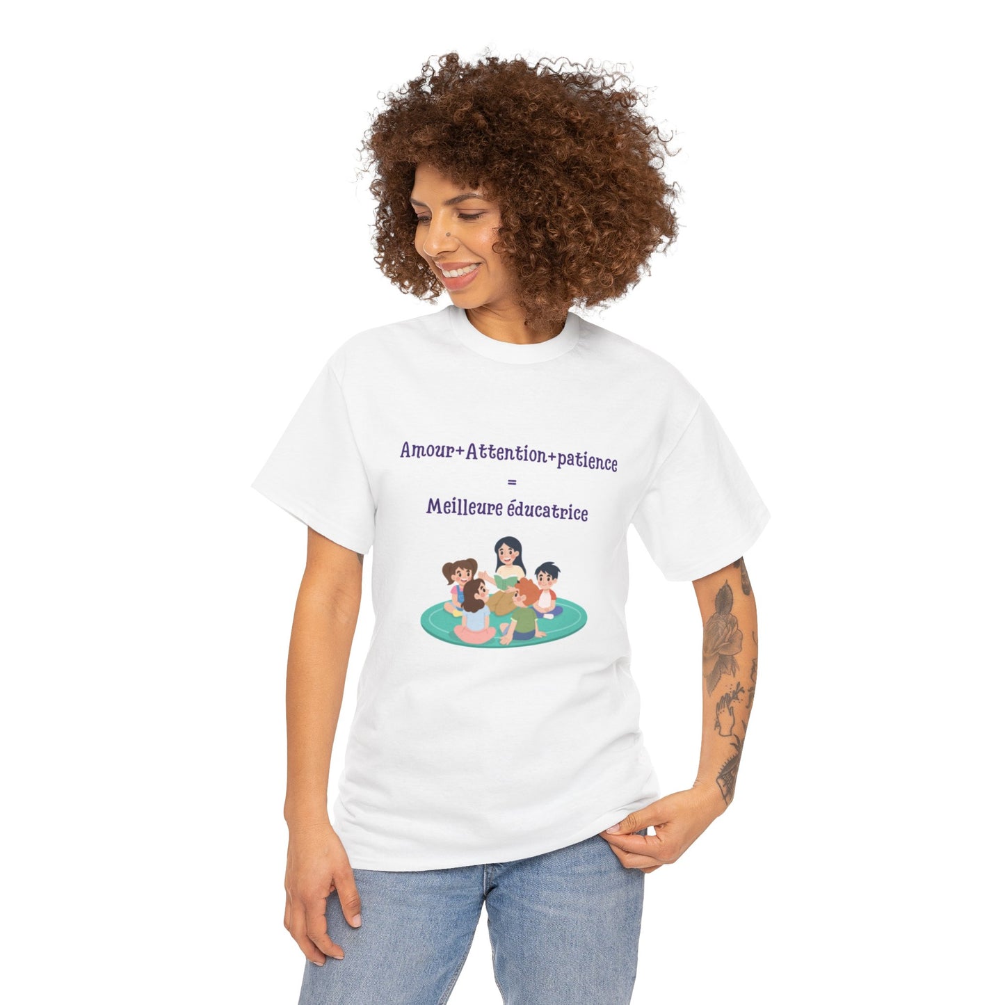 T-shirt pour éducatrice "Amour+Attention+Patience", Gift for Educators, Back to School, Teacher Appreciation, Unisex Heavy Cotton