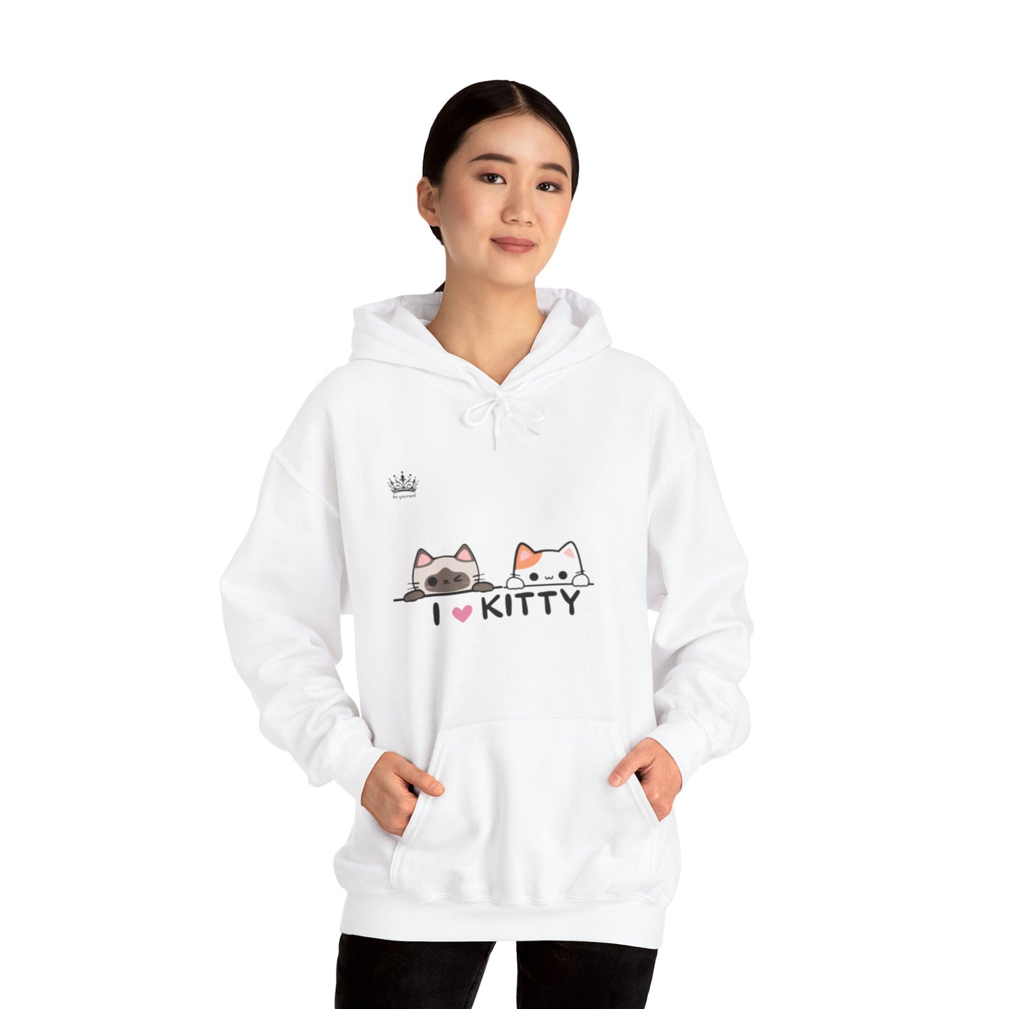 Love Kitty Hoodie Sweatshirt, Cat Lover Gift, Cute Kitten Sweater, Animal Print Pullover, Pet Owner Jumper