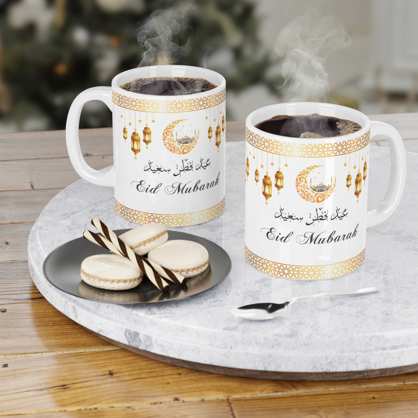 Elegant Eid Mubarak Ceramic Mugs, Festive Coffee Cups for Celebrations, Islamic Gifts, Ramadan Decor, Personalized Tea Mugs