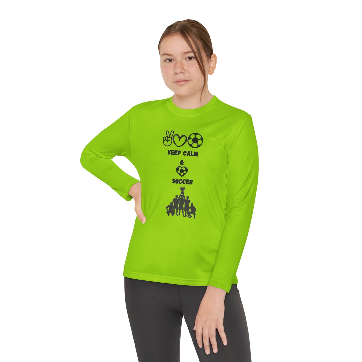 Soccer Vibes Youth Long Sleeve Tee | Keep Calm Soccer Shirt, Activewear for Kids, Sporty Gift for Young Athletes, Perfect for Soccer Games,