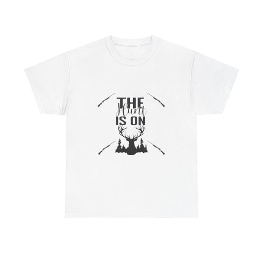 The Hunt Is On Unisex Heavy Cotton Tee, Outdoor Enthusiast Shirt, Gift for Hunters, Casual Wear for Men and Women, Nature Lover Apparel