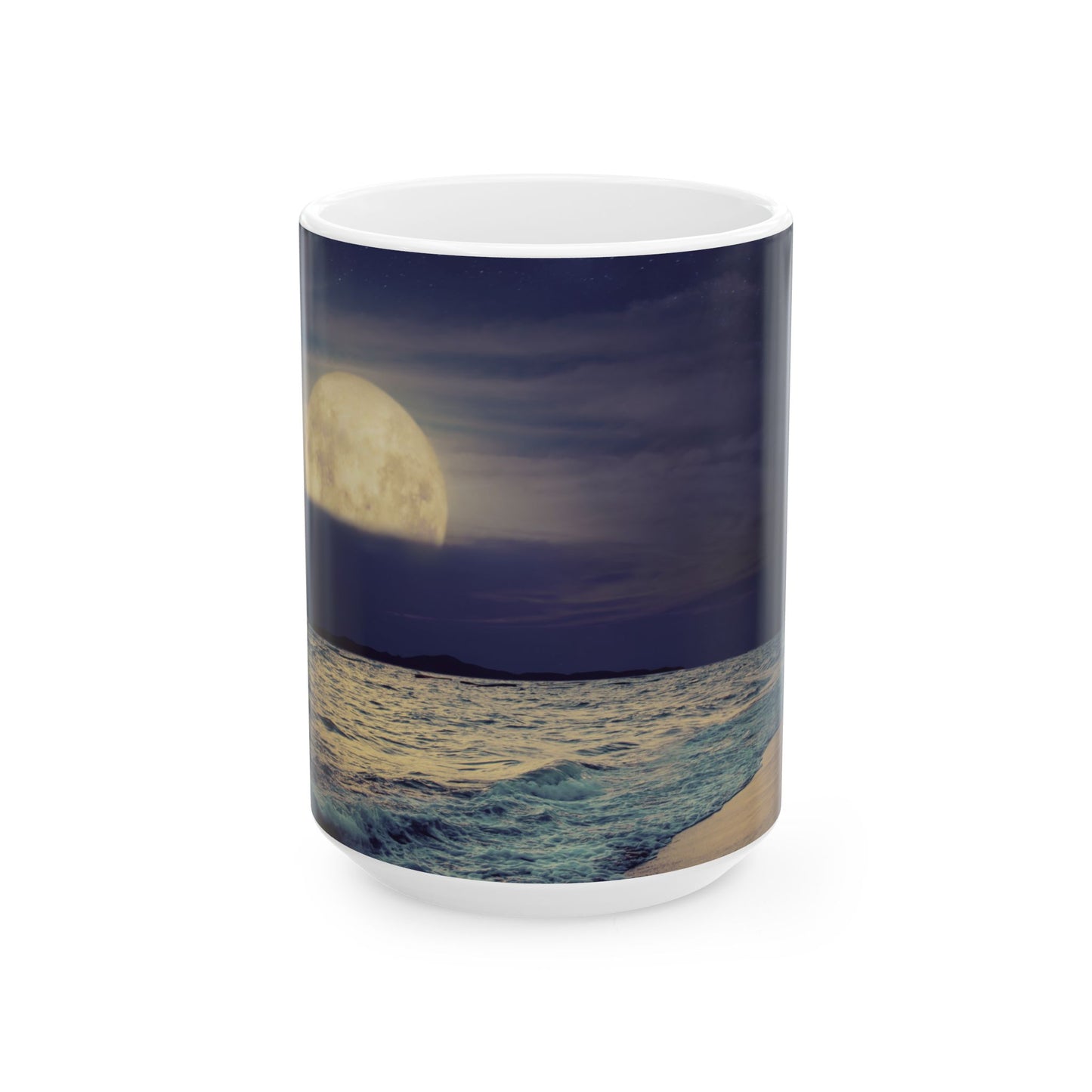 Serene Moonlit Ocean Ceramic Mug, Ideal for Coffee, Tea, Beach Lovers, Gift for Him/Her, Home/Office Decor