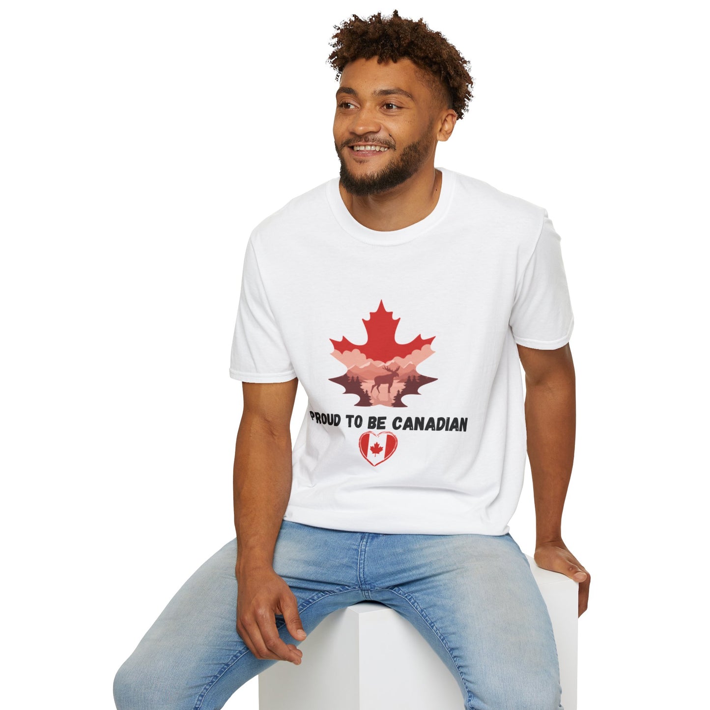 Proud to Be Canadian Unisex Softstyle T-Shirt - Celebrate Canada with Maple Leaf & Beaver Design