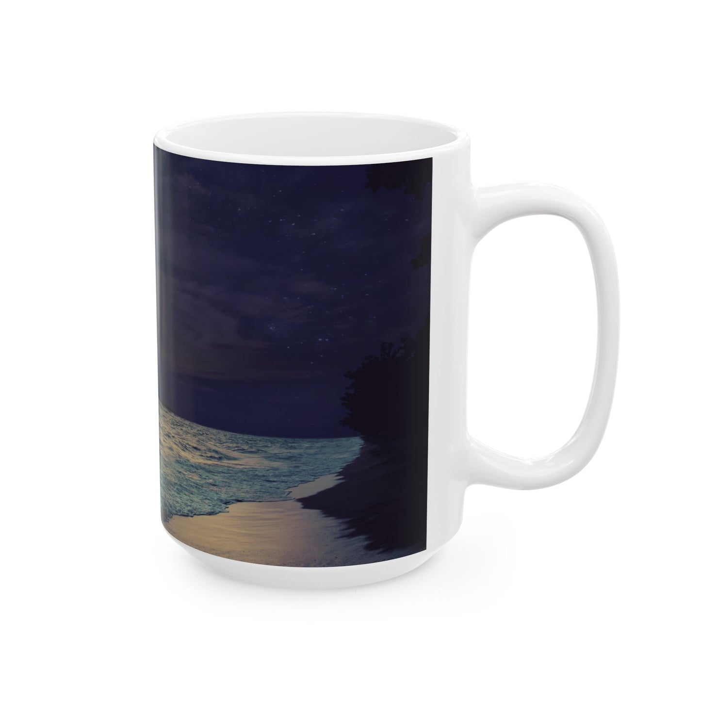 Serene Moonlit Ocean Ceramic Mug, Ideal for Coffee, Tea, Beach Lovers, Gift for Him/Her, Home/Office Decor